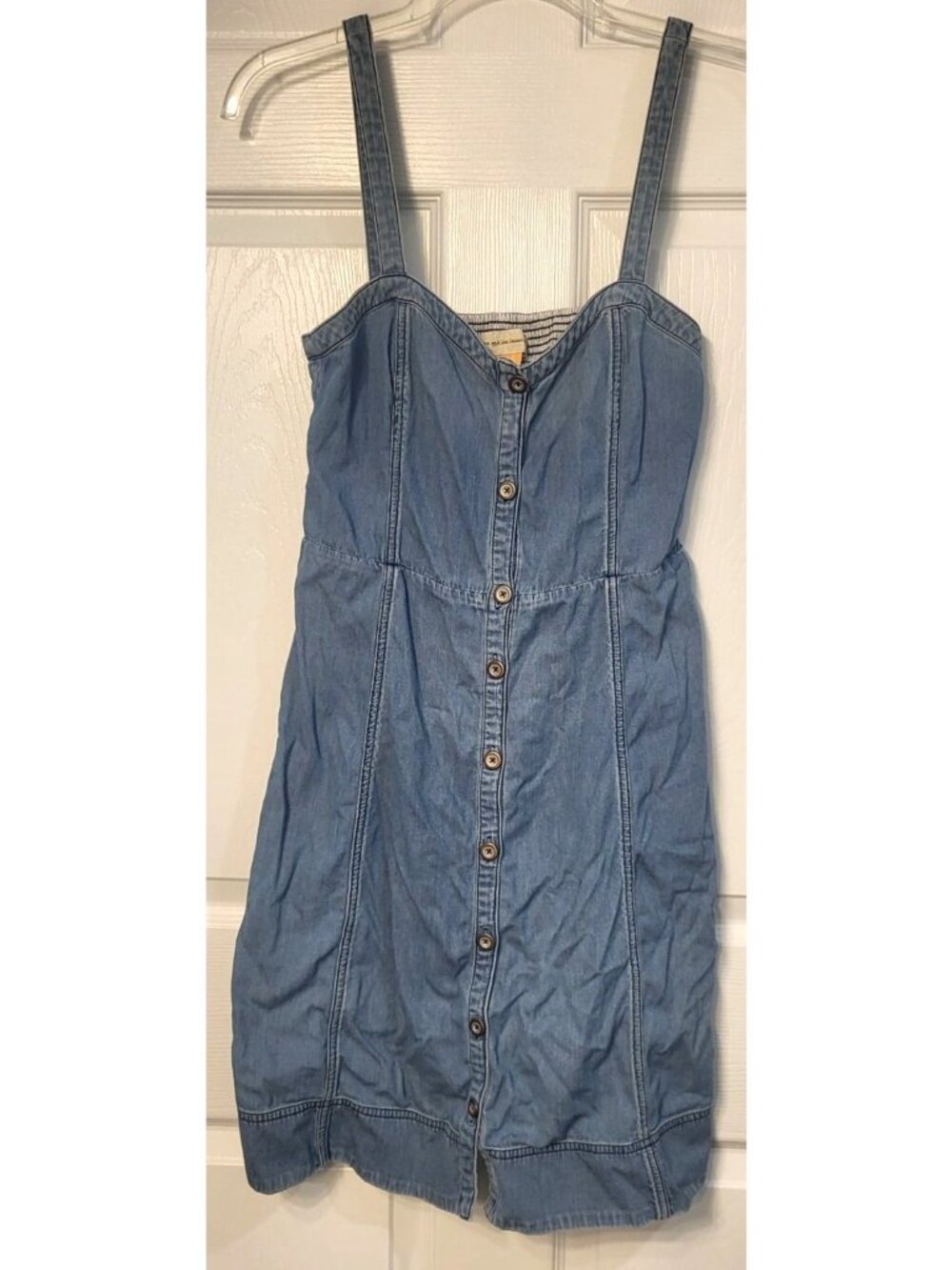 Womens Anthropologie Pilcro Chambray Button Down Spaghetti Strap Mini Dress 6
